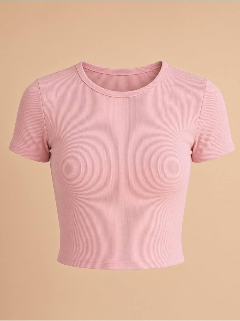 Classic Pink Crop Tee - Women's Short Sleeve Top